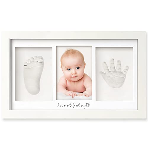 Baby Handabdruck und Fußabdruck Set – Gipsabdruck Baby Hand und Fuß für Neugeborene - Handabdruck Baby Bilderrahmen ​- Fußabdruck Baby Gipsabdruck Set - Baby Dusche Baby Abdruckset (Alpine White)